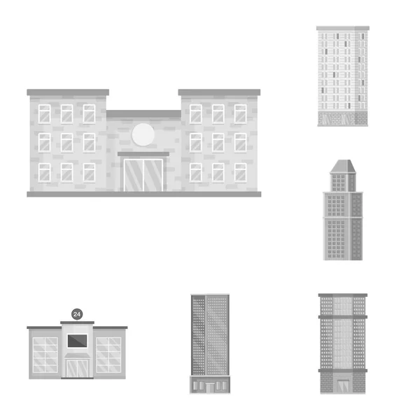 Ilustracja wektorowa logo budowlane i miasto. Kolekcja budowlano-centrum Stockowa ilustracja wektorowa. — Wektor stockowy