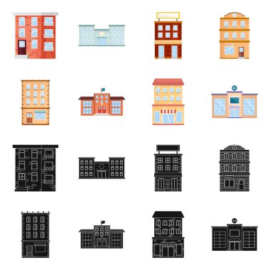 Belediye yalıtılmış nesne ve merkezi oturum açın. Belediye topluluğu ve hisse senedi için emlak vektör simgesi.