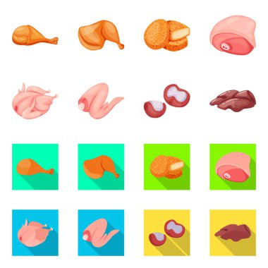 Ürün ve kümes hayvanları sembolü yalıtılmış nesne. Ürün ve tarım hisse senedi vektör çizim topluluğu.