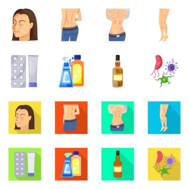 Tıp vektör çizim ve ağrı logosu. Hastalık hisse senedi vektör çizim ve tıp kümesi.