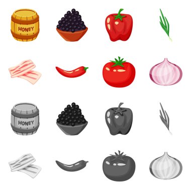 Tat ve ürün simge vektör Illustration. Tat ve hisse senedi için pişirme vektör ikon koleksiyonu.