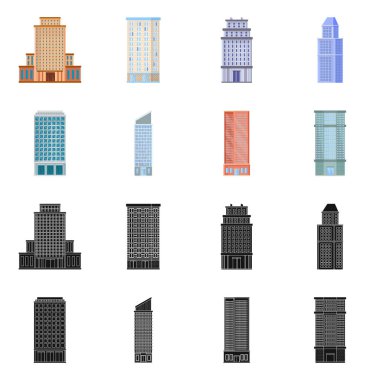 Belediye izole nesnesini ve merkezi logosu. Belediye kümesi ve hisse senedi için emlak vektör simgesi.