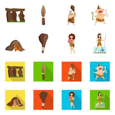 Evrim ve tarih öncesi logo yalıtılmış nesne. Web için evrim ve geliştirme hisse senedi simgesi kümesi.