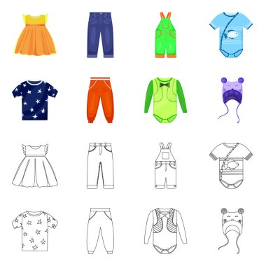 İşareti moda ve giysi tasarımı vektör. Hisse senedi için moda ve pamuk vektör simge topluluğu.
