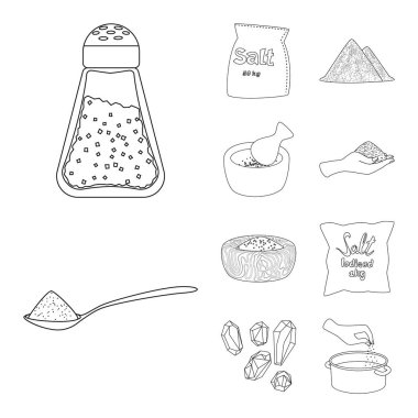 Sodyum ve mineral simge vektör tasarımı. Sodyum ve mutfak hisse senedi vektör çizim seti.