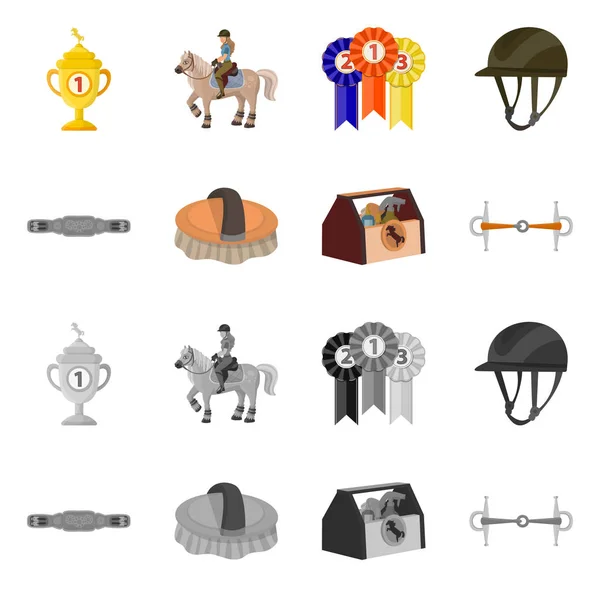 Векторні ілюстрації обладнання та логотипу їзди. Набір обладнання та символ конкуренції для Інтернету . — стоковий вектор