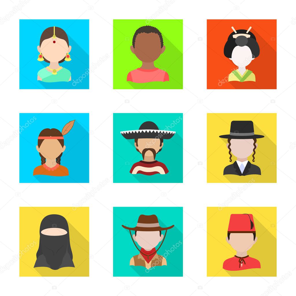 Vector design of nation and race  icon. Set of nation and user stock vector illustration.