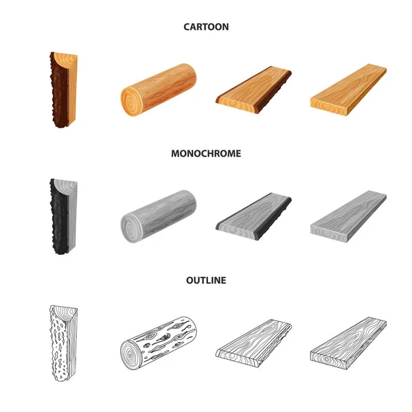 Isoliertes Objekt aus Baum und rohem Symbol. Set von Baum und Konstruktionsvektorsymbol für Lager. — Stockvektor