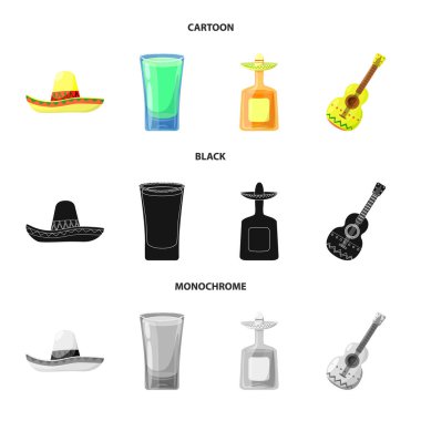 Kafe ve Latin logo vektör tasarımı. Kafe ve hisse senedi için ulusal vektör simge kümesi.