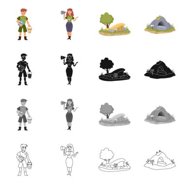 Doğa ve eğlence logo vektör Illustration. Web için doğa ve eğlence hisse senedi simgesi kümesi.