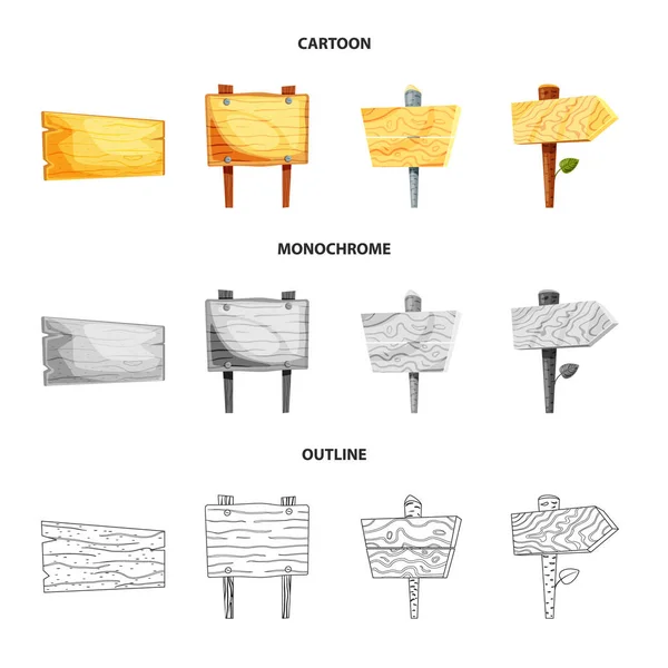 Oggetto isolato di segno grezzo e forestale. Raccolta di stock di legno grezzo e duro simbolo per il web . — Vettoriale Stock
