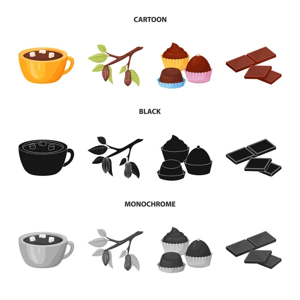 Objeto aislado de comida e ícono delicioso. Conjunto de alimentos y marrón vector de stock ilustración . — Vector de stock