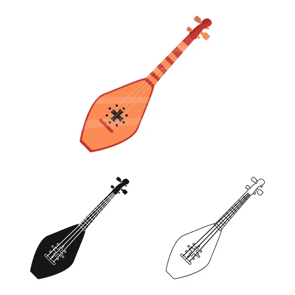 Vektor-Illustration von Musik- und Instrumentenzeichen. Set von musikalischen und saitigen Aktiensymbolen für das Web. — Stockvektor