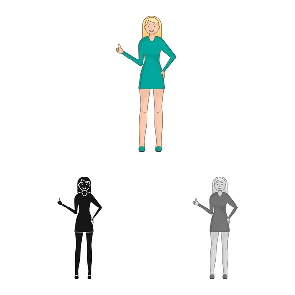 Design vetorial de postura e ícone de humor. Conjunto de postura e símbolo de estoque feminino para web . — Vetor de Stock