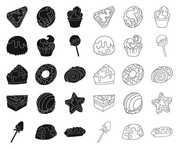 Diseño vectorial de postre y logo dulce. Conjunto de postre e icono de vectores de alimentos para stock . — Archivo Imágenes Vectoriales