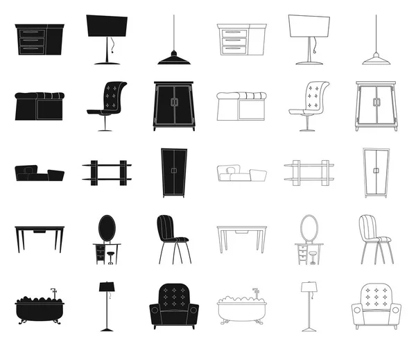 가구와 아파트 아이콘의 고립 된 개체입니다. 가구와 재고에 대 한 홈 벡터 아이콘의 컬렉션. — 스톡 벡터