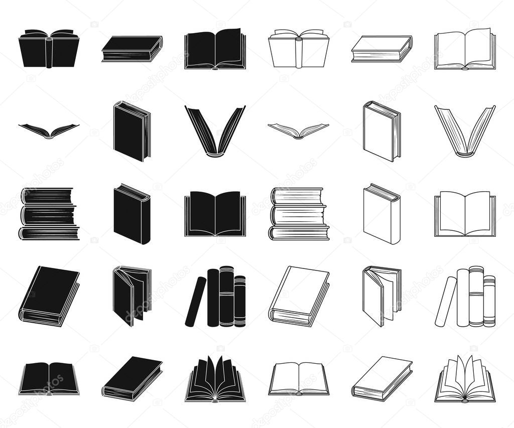 Book in the binding black,outline icons in set collection for design. Printed products vector symbol stock  illustration.