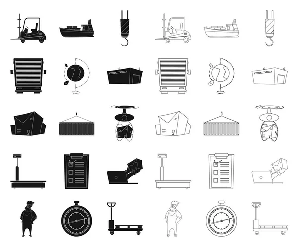 Isolierte Objekt von Waren und Fracht-Symbol. Sammlung von Waren und Lagerbestand Symbol für Web. — Stockvektor