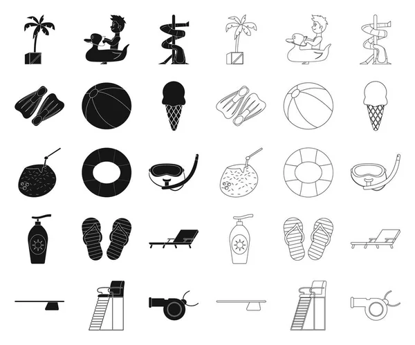 Illustration vectorielle du logo piscine et baignade. Collection d'icône de piscine et vecteur d'activité pour stock . — Image vectorielle