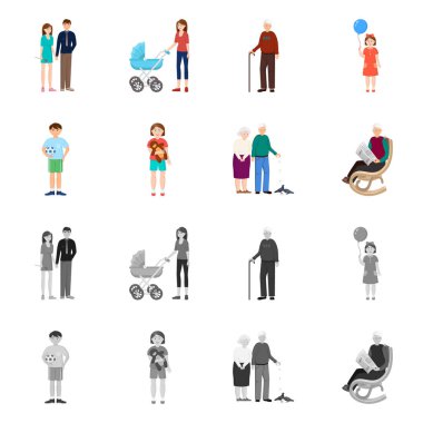 Karakter ve avatar işareti vektör tasarımı. Web için karakter ve portre hisse senedi simgesi kümesi.