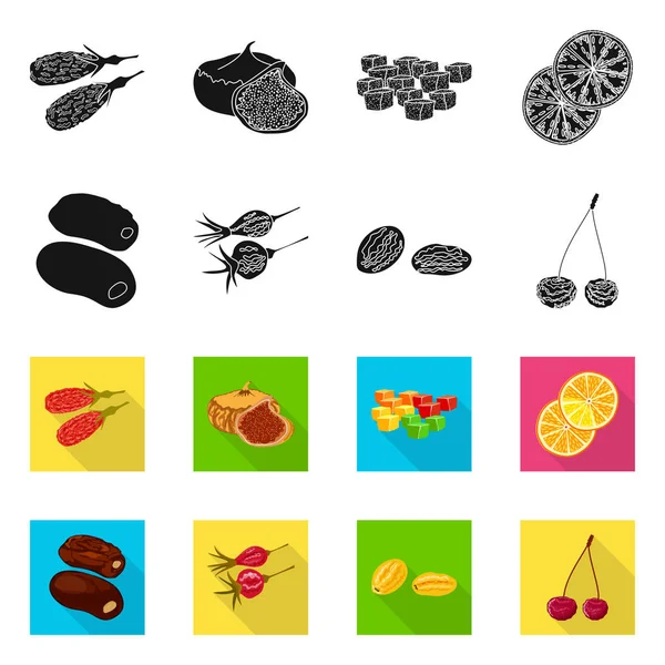 Vektordesign von Lebensmitteln und Rohzeichen. Abbildung der Nahrungsmittel- und Naturvorräte. — Stockvektor
