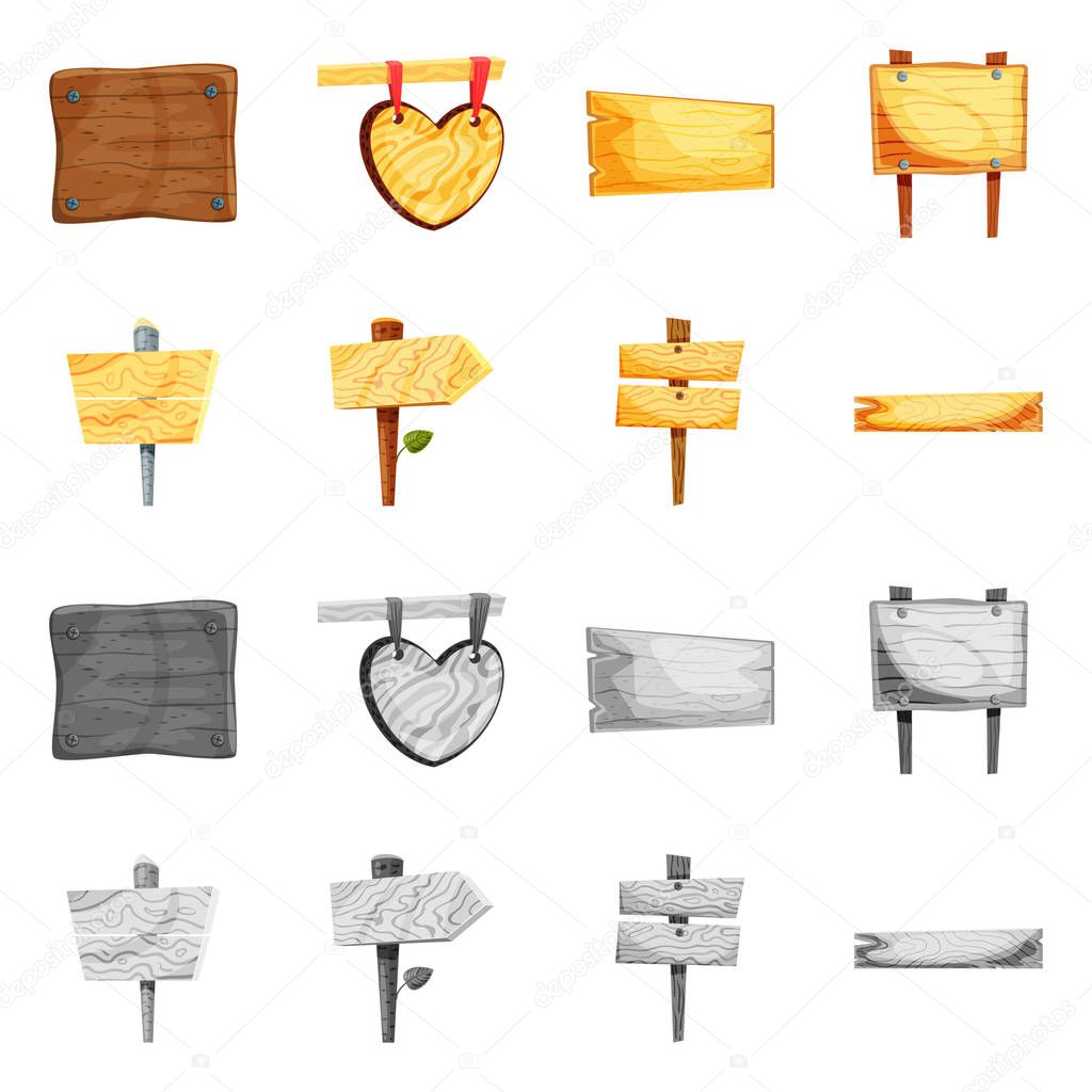 Vector design of raw  and forest  icon. Set of raw  and hardwood vector icon for stock.