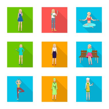 Kadın ve vücut simge vektör Illustration. Hisse senedi için kadın ve stil vektör simge topluluğu.