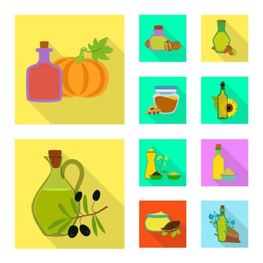 Şişe ve cam simgesi yalıtılmış nesne. Şişe ve tarım hisse senedi vektör çizim seti.