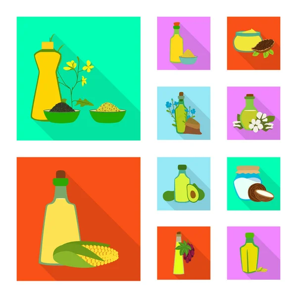 Oggetto isolato di bottiglia e icona di vetro. Set di bottiglia e agricoltura stock simbolo per il web . — Vettoriale Stock
