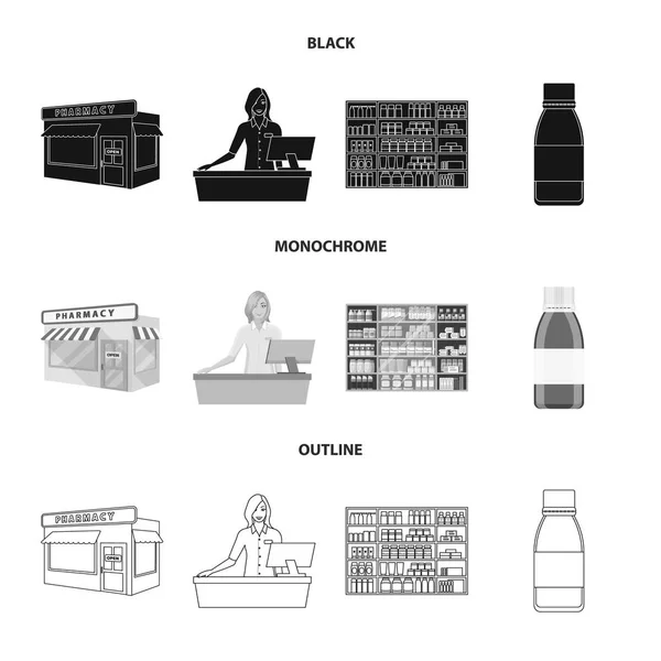 Vektorillustration des Einzelhandels und des Gesundheitswesens. Sammlung von Einzelhandels- und Wellness-Aktienvektoren. — Stockvektor