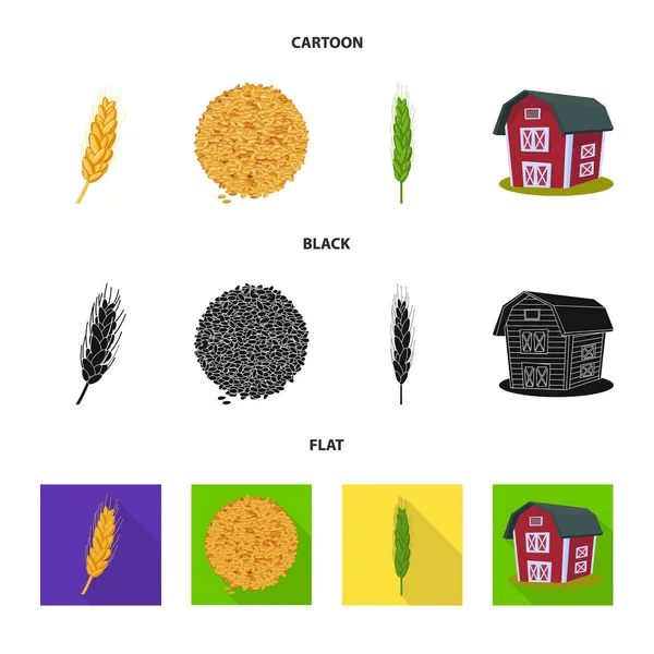 Objeto isolado da agricultura e símbolo da agricultura. Conjunto de símbolos de plantas e agricultura para web . —  Vetores de Stock