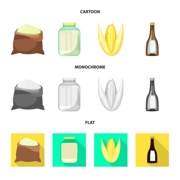 Diseño vectorial de cultivos y signo ecológico. Conjunto de ilustración de vectores de cultivos y caldos de cocina . — Vector de stock