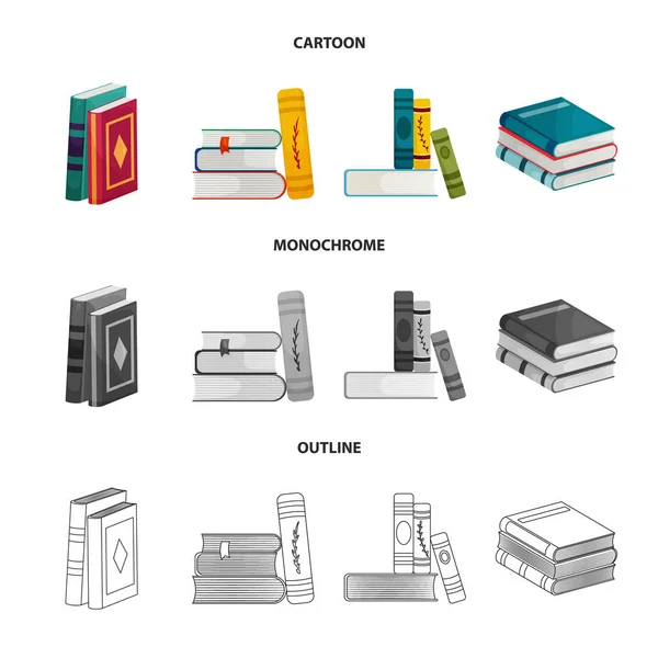 Vektor illustration av utbildning och täcka tecken. Samling av utbildning och bokhandel vektor ikon för lager. — Stock vektor