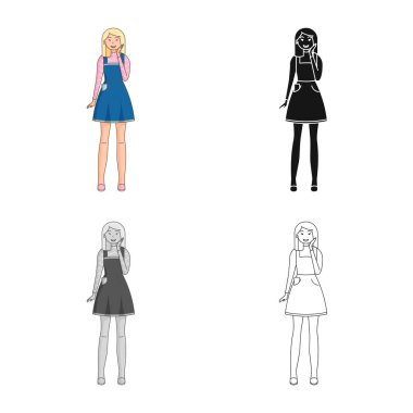 Duruş ve ruh hali simge vektör Illustration. Duruş ve hisse senedi için kadın vektör simge kümesi.