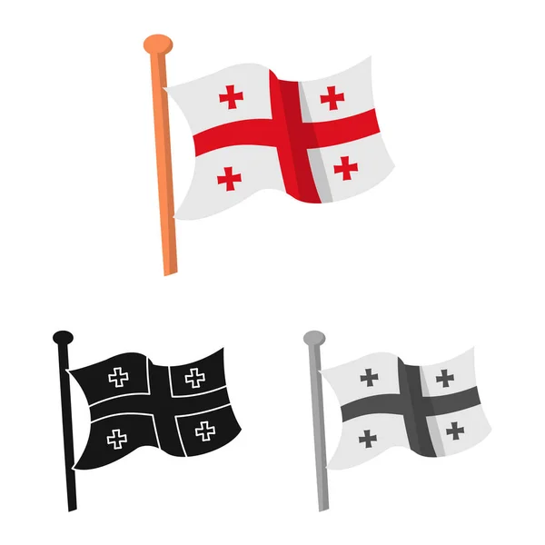 Векторный дизайн флага и символа Грузии. Набор флага и государственного символа запаса для веб . — стоковый вектор