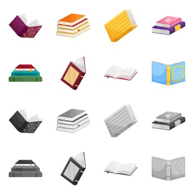 Eğitim ve kapak simgesi yalıtılmış nesne. Eğitim ve hisse senedi için kitapçı vektör simge koleksiyonu.