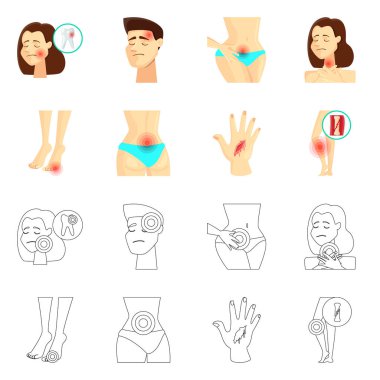 Hastane ve işleme logo yalıtılmış nesne. Hastane ayarla ve stok vektör çizim yardım.