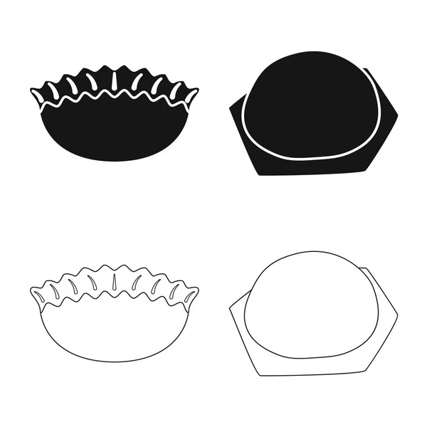 Diseño vectorial de productos y logotipo de cocina. Conjunto de productos y aperitivo símbolo de stock para web . — Archivo Imágenes Vectoriales