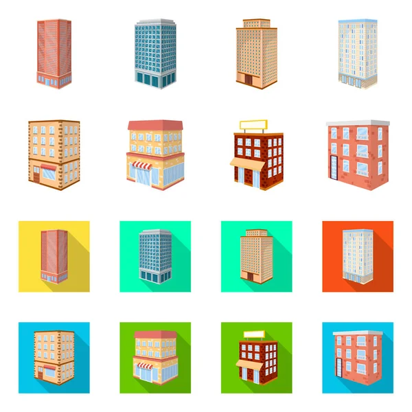 Oggetto isolato di costruzione e icona dell'edificio. Set di icone vettoriali di costruzione e proprietà per magazzino . — Vettoriale Stock