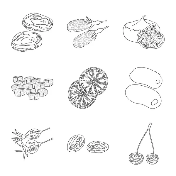 Векторная иллюстрация еды и сырой иконки. Набор векторных иллюстраций для пищевых продуктов и природных ресурсов . — стоковый вектор