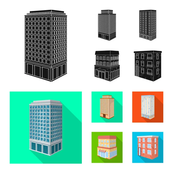 Vektor-Design der Konstruktion und Gebäude-Symbol. Sammlung von Vektor-Abbildungen von Bau- und Immobilienbeständen. — Stockvektor