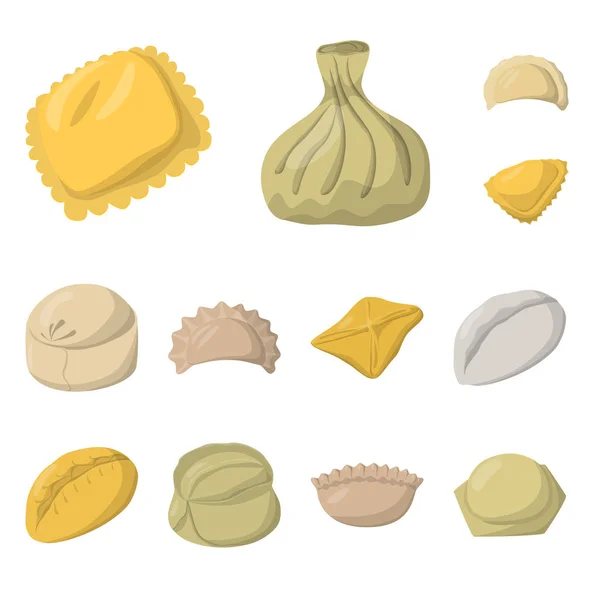 Oggetto isolato di gnocchi e logo alimentare. Set di gnocchi e illustrazione vettoriale stock farcito . — Vettoriale Stock