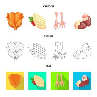 Ürün ve kümes hayvanları işareti yalıtılmış nesne. Hisse senedi için ürün ve tarım vektör simge topluluğu.