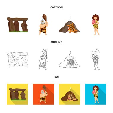 Evrim ve tarih öncesi simge vektör Illustration. Hisse senedi için evrim ve geliştirme vektör simge kümesi.