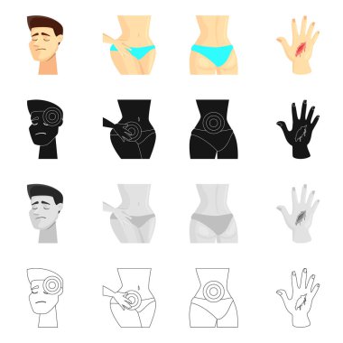 Hastane ve işaret işleme yalıtılmış nesne. Hastane ve yardım hisse senedi vektör çizim topluluğu.