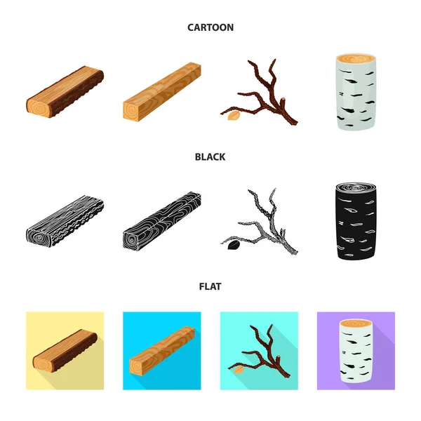 Oggetto isolato di albero e logo grezzo. Serie di albero e costruzione stock vettoriale illustrazione . — Vettoriale Stock