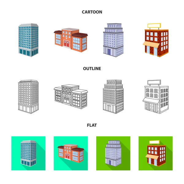 Design vettoriale della costruzione e simbolo dell'edificio. Serie di costruzione e stock immobiliare illustrazione vettoriale . — Vettoriale Stock