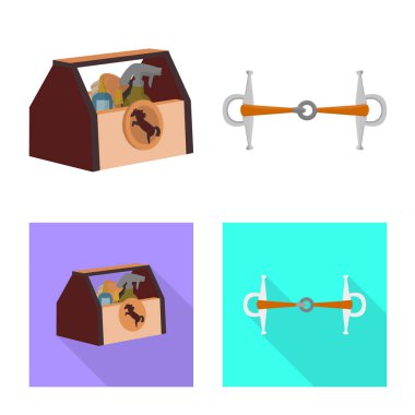 Ekipman ve binicilik simge vektör tasarımı. Ekipman ve rekabet stok vektör çizim seti.