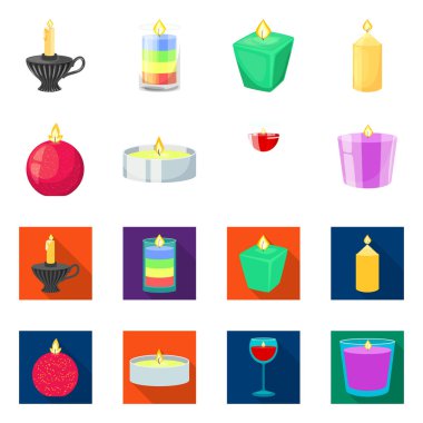 Gevşeme ve alev logo vektör tasarımı. Gevşeme ve hisse senedi için balmumu vektör simge kümesi.