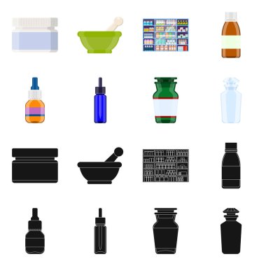 Perakende ve sağlık işareti yalıtılmış nesne. Perakende ve sağlık hisse senedi vektör çizim seti.